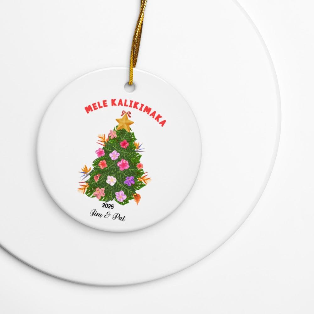 Personalized Hawaiian Christmas Ornament Mele Kalikimaka Custom ornament gift Ceramic