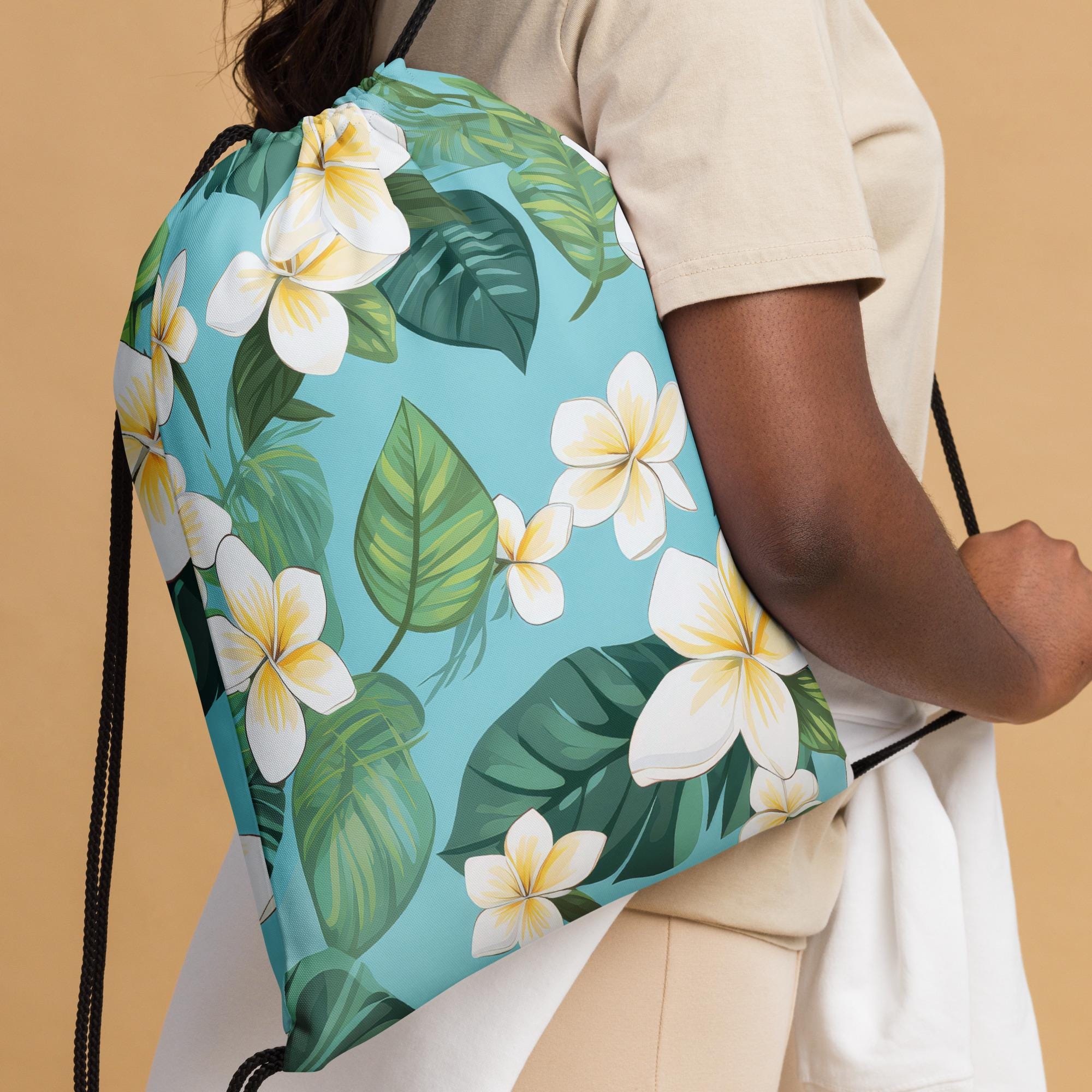 Plumeria Bag: Hawaii Tropical Floral Backpack plumeria gym bag