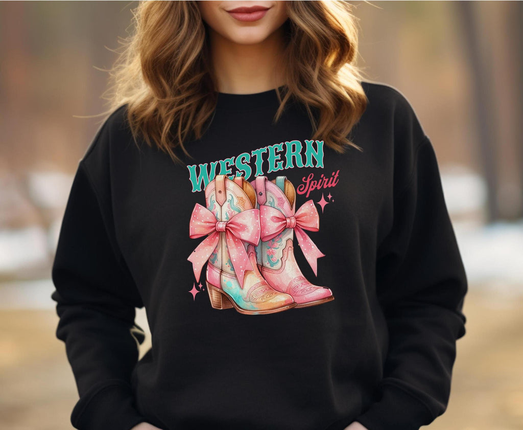 Pink Boots Sweatshirt: Coquette Western Style, Horse Lover Gift