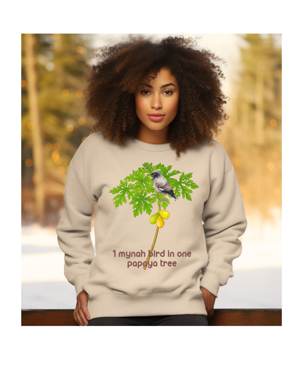 Hawaii 12 Days of Christmas Sweatshirt, Mynah Bird Papaya Tree Design