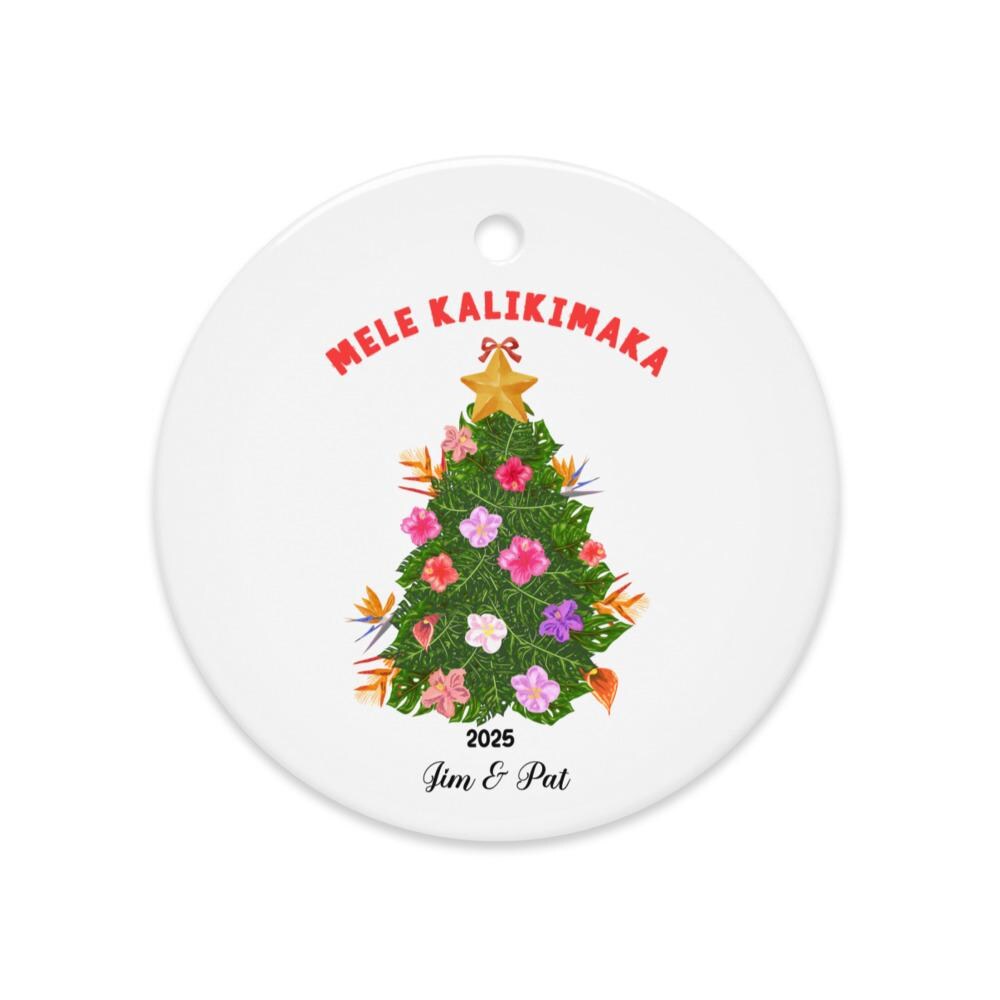 Personalized Hawaiian Christmas Ornament Mele Kalikimaka Custom ornament gift Ceramic
