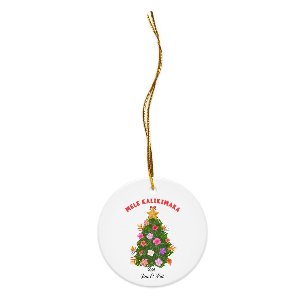 Personalized Hawaiian Christmas Ornament Mele Kalikimaka Custom ornament gift Ceramic