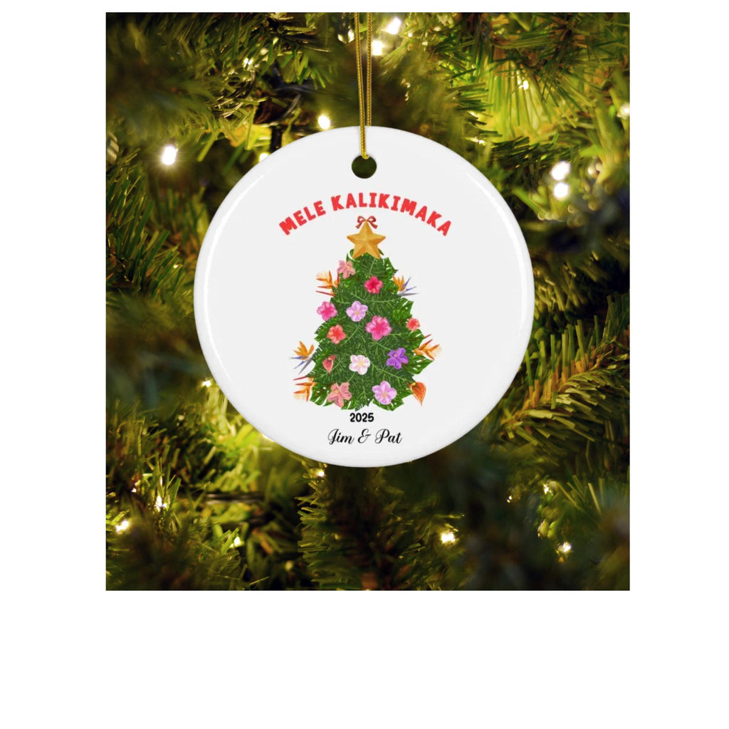 Personalized Hawaiian Christmas Ornament Mele Kalikimaka Custom ornament gift Ceramic