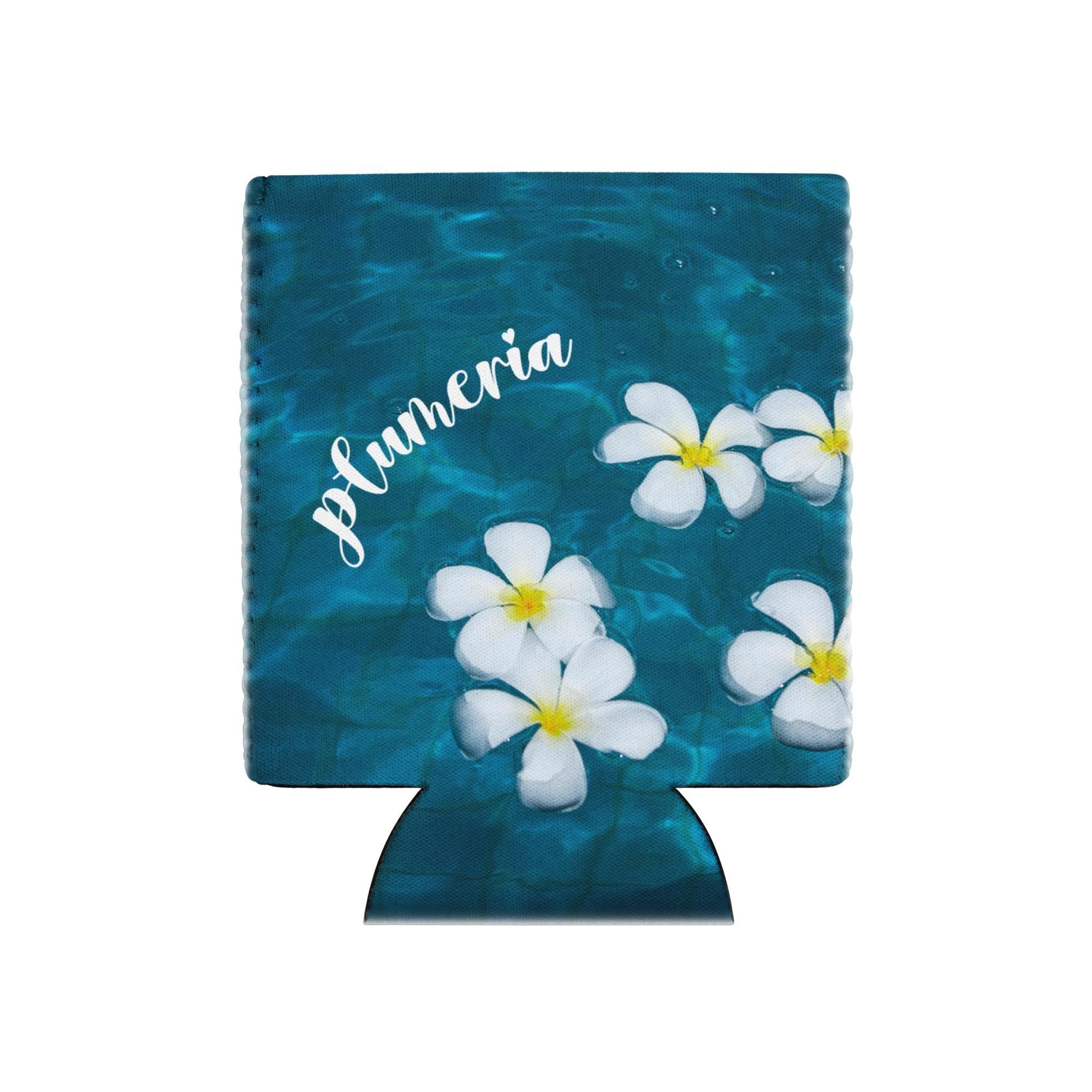 Hawaii Plumeria Can Cooler - Neoprene 12 oz Beverage Holder
