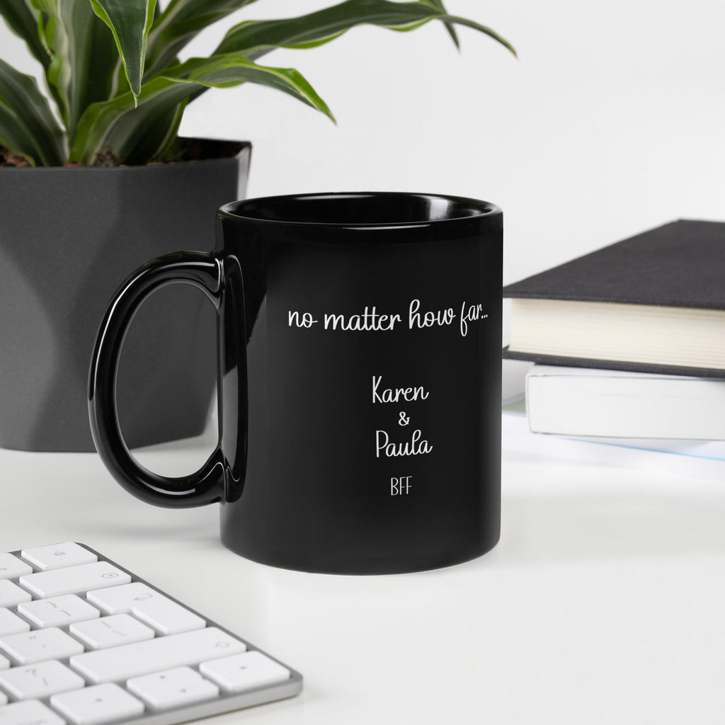 Best Friends Black Mug Personalized BFF gift Custom long distance friends mug