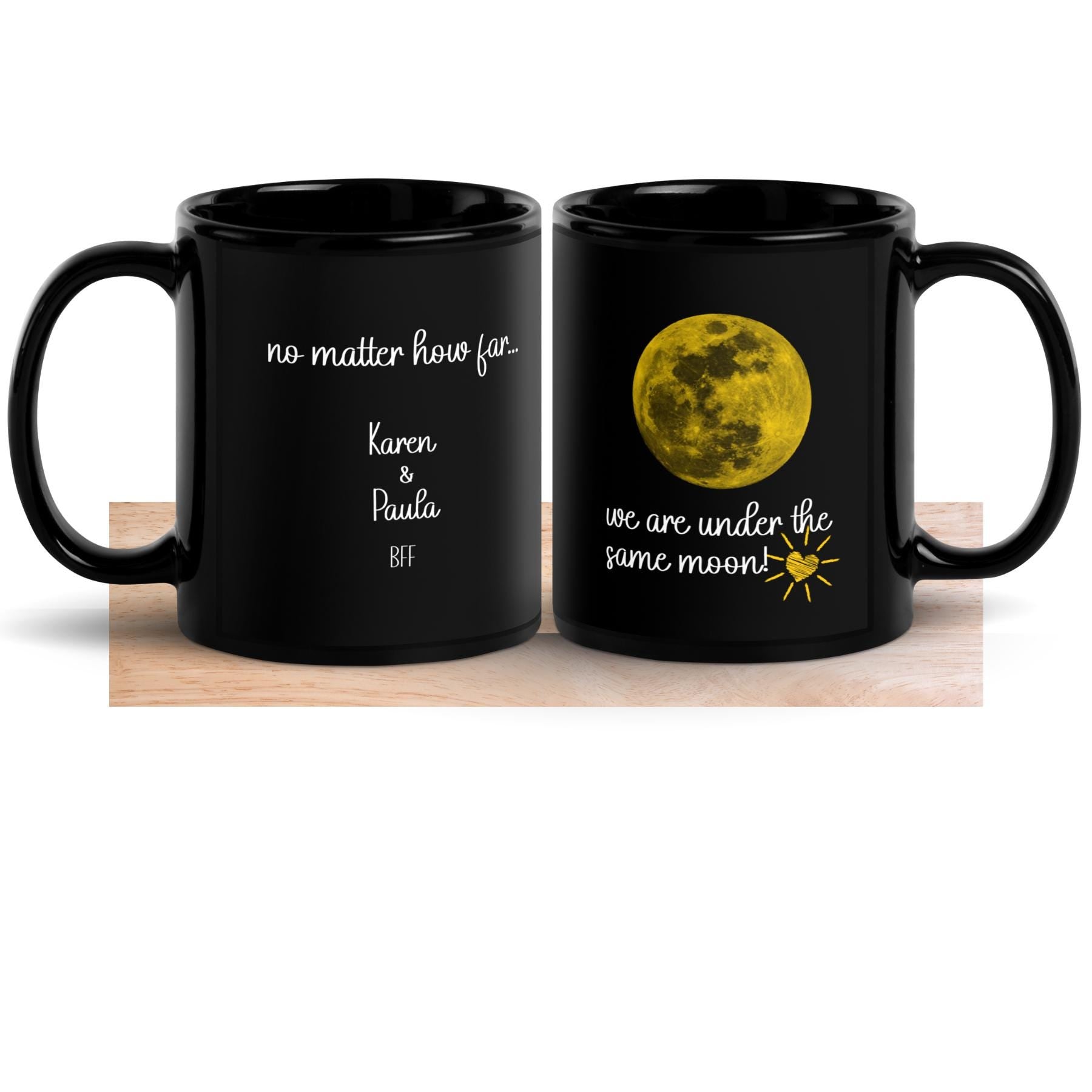 Best Friends Black Mug Personalized BFF gift Custom long distance friends mug