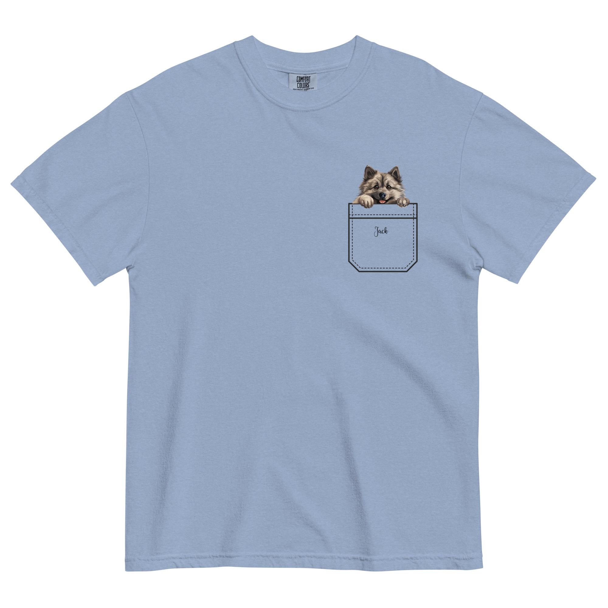 Keeshond Puppy Pocket Peeker T-Shirt: Comfort Colors, Dog Lover Gift