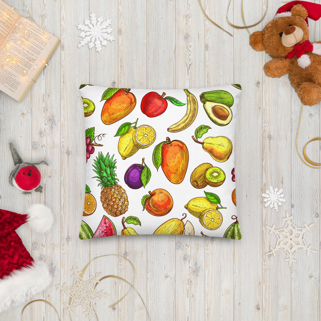 Tropical Fruit Pillow: Linen-Feel, Colorful Home Decor