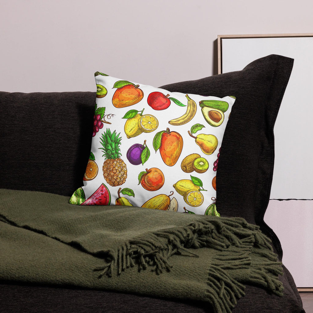 Tropical Fruit Pillow: Linen-Feel, Colorful Home Decor