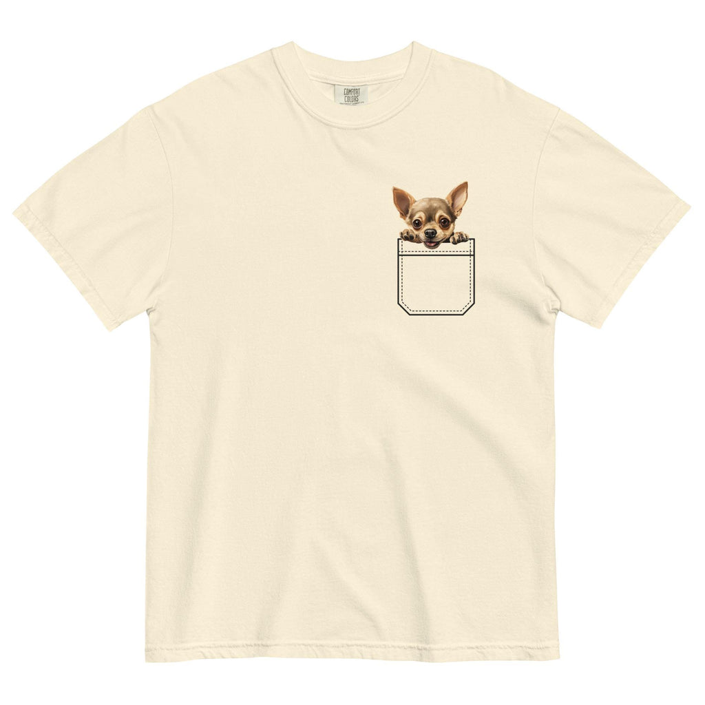Chihuahua Pocket Peeker Shirt, Comfort Colors Unisex Tee Personalize puppy name