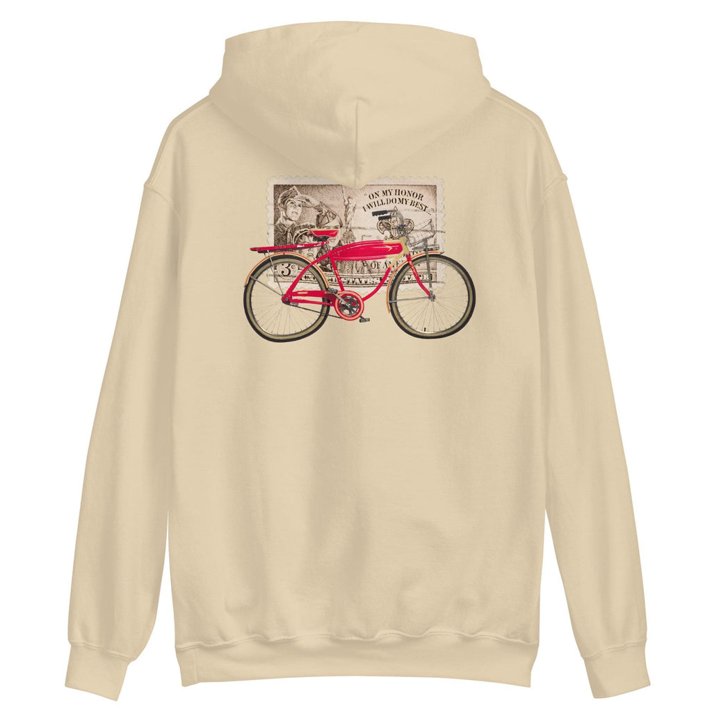 Vintage Boy Scout Bicycle Hoodie, Americana Unisex Sweatshirt