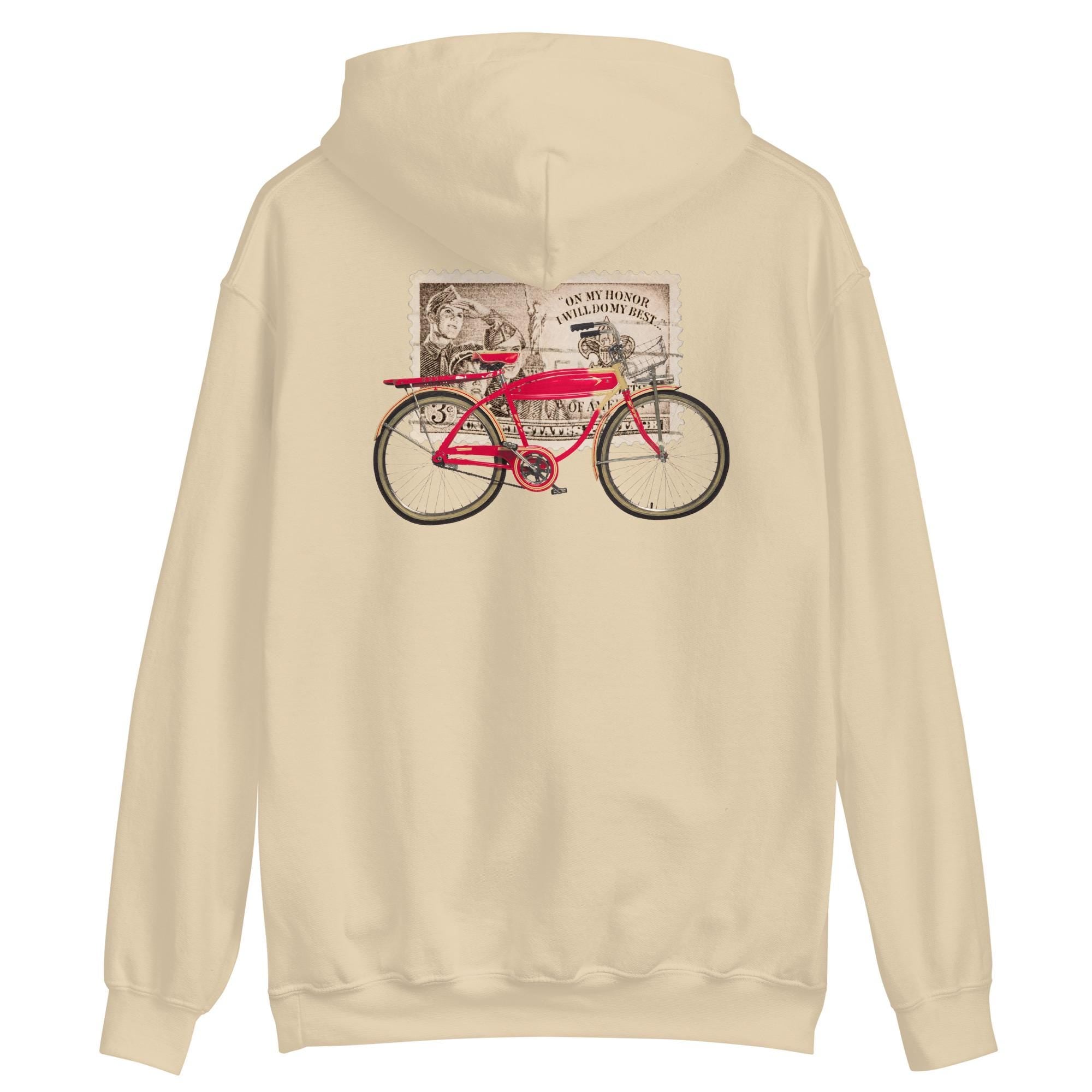Vintage Boy Scout Bicycle Hoodie, Americana Unisex Sweatshirt