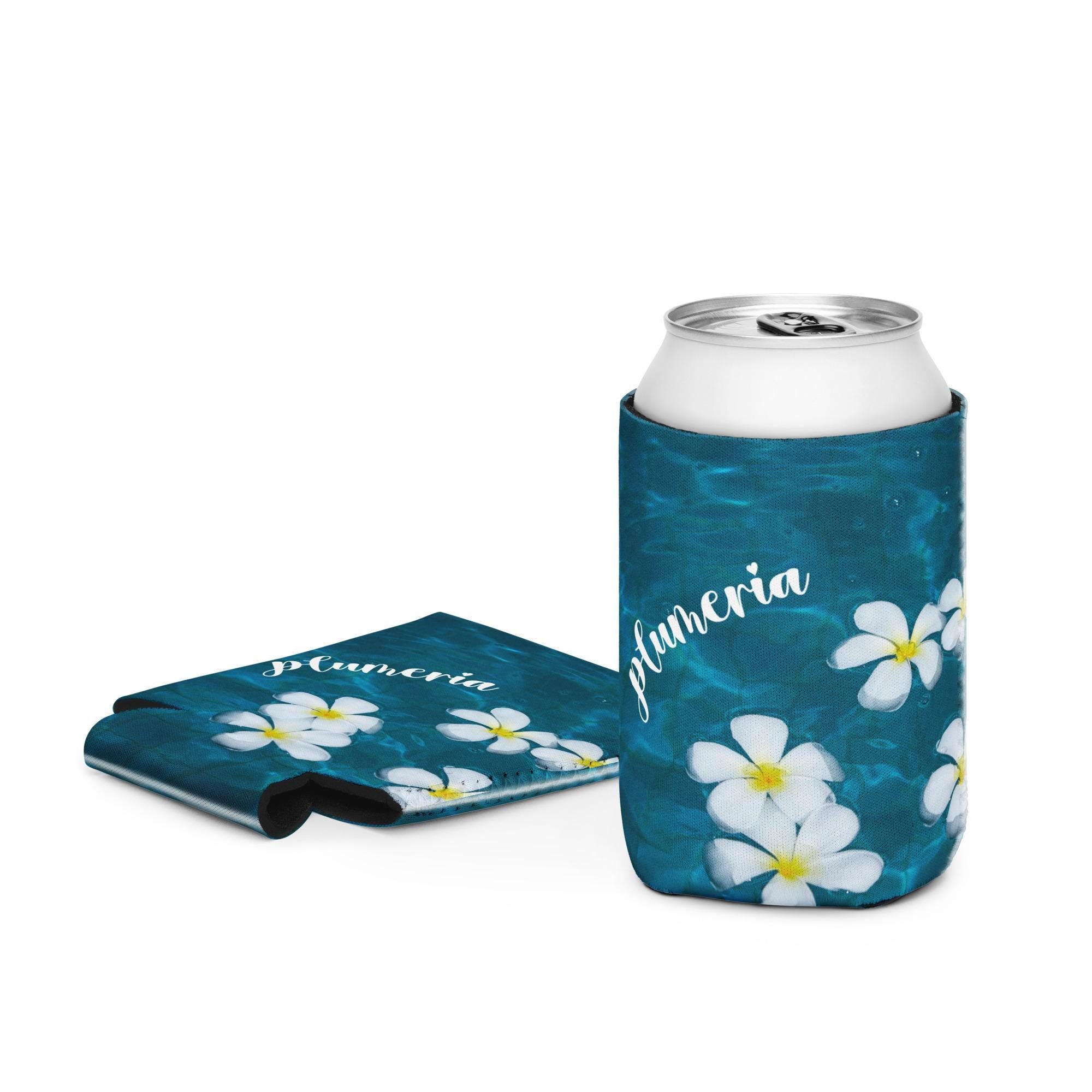Hawaii Plumeria Can Cooler - Neoprene 12 oz Beverage Holder
