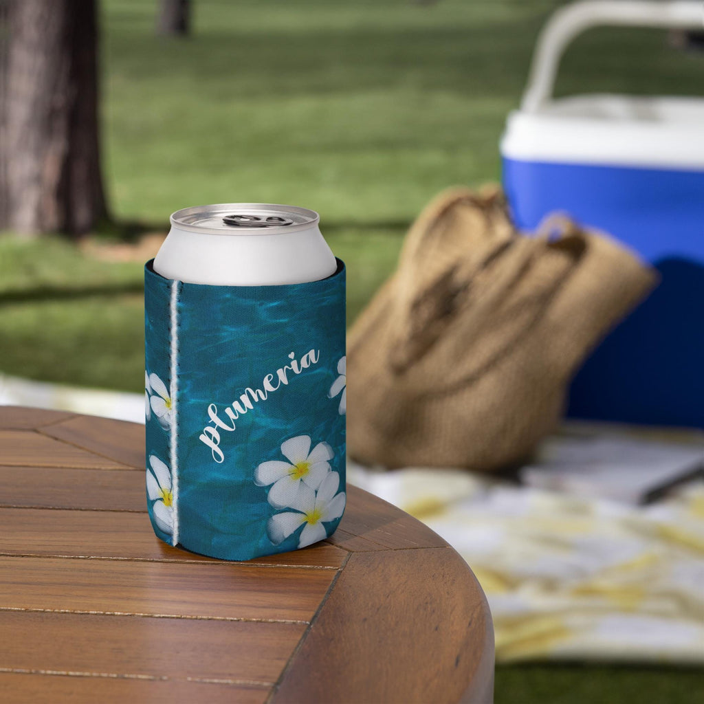 Hawaii Plumeria Can Cooler - Neoprene 12 oz Beverage Holder