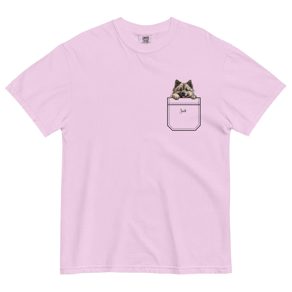 Keeshond Puppy Pocket Peeker T-Shirt: Comfort Colors, Dog Lover Gift