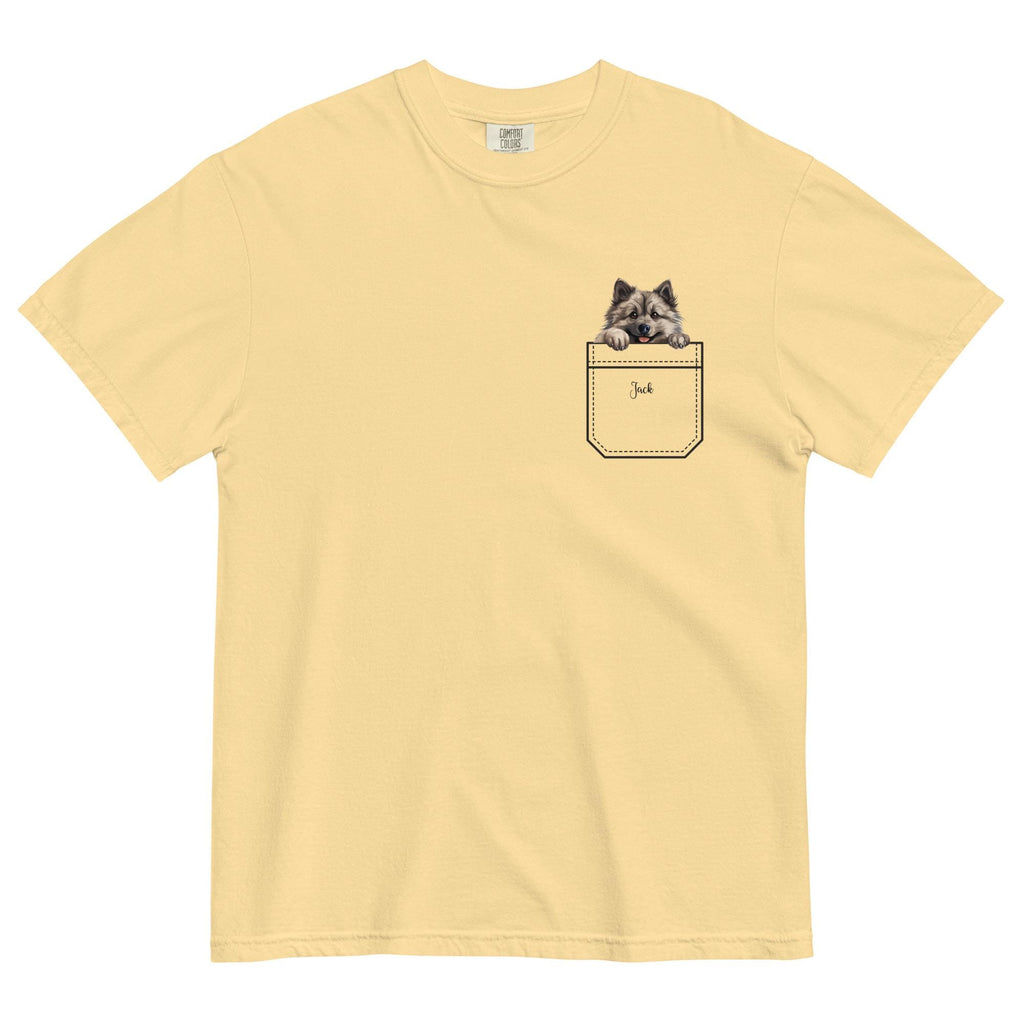 Keeshond Puppy Pocket Peeker T-Shirt: Comfort Colors, Dog Lover Gift