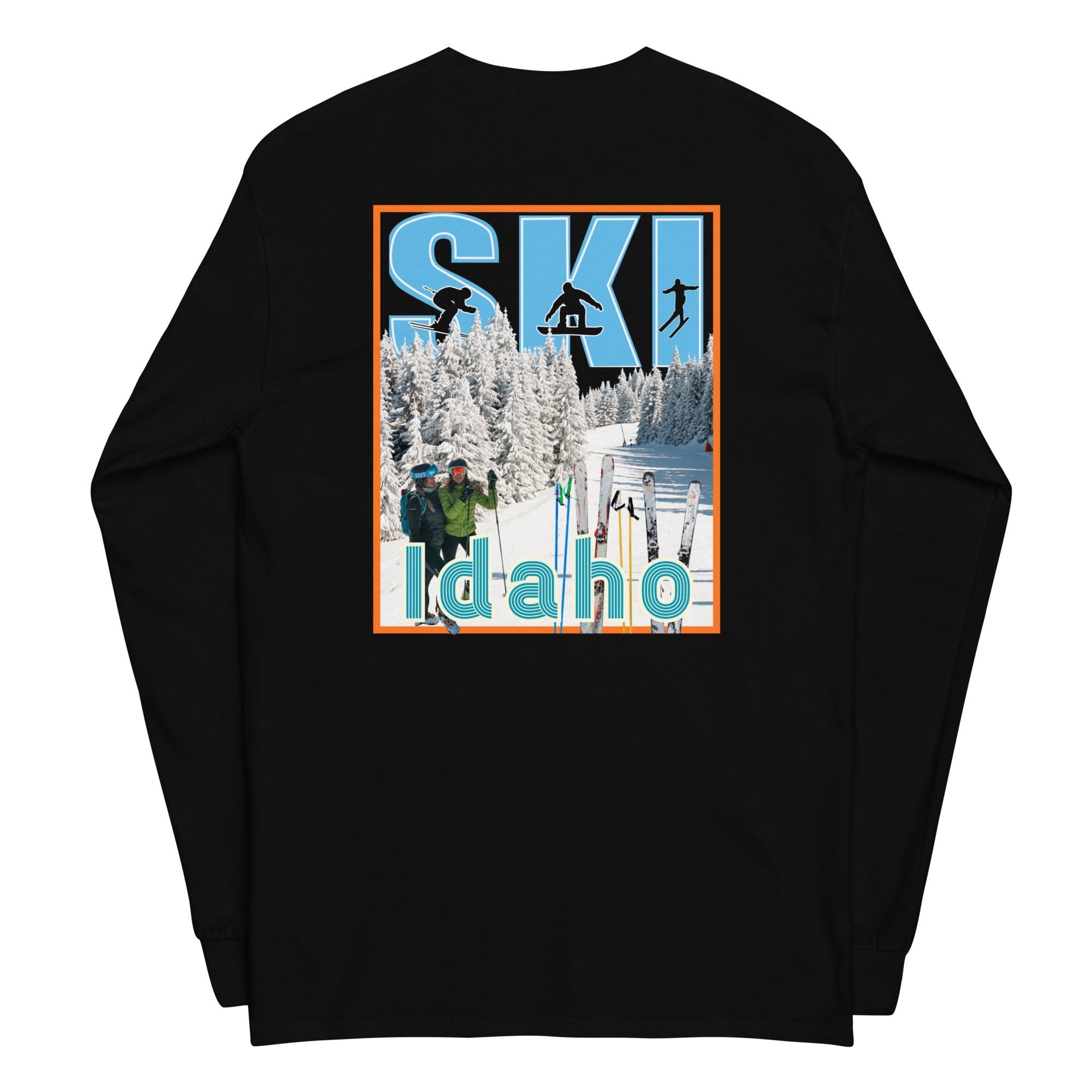 Idaho Ski Shirt front and back print Ski Idaho T-shirt long sleeve mens skier shirt