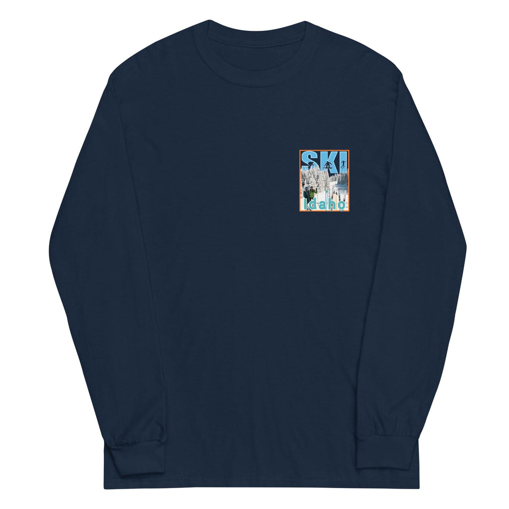 Idaho Ski Shirt front and back print Ski Idaho T-shirt long sleeve mens skier shirt