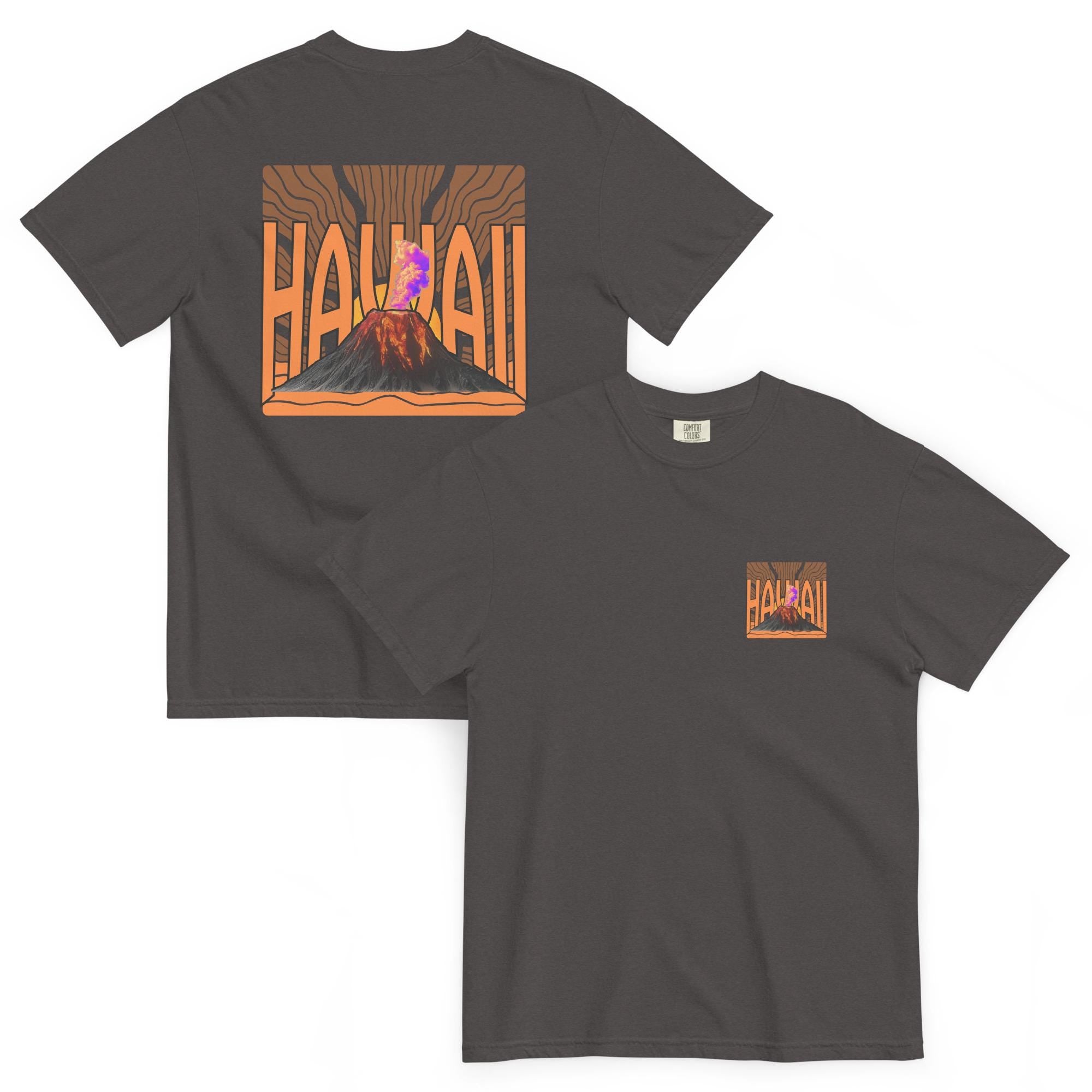 Hawaii Volcano Comfort Colors Shirt Front and back print Unisex garment-dyed heavyweight t-shirt