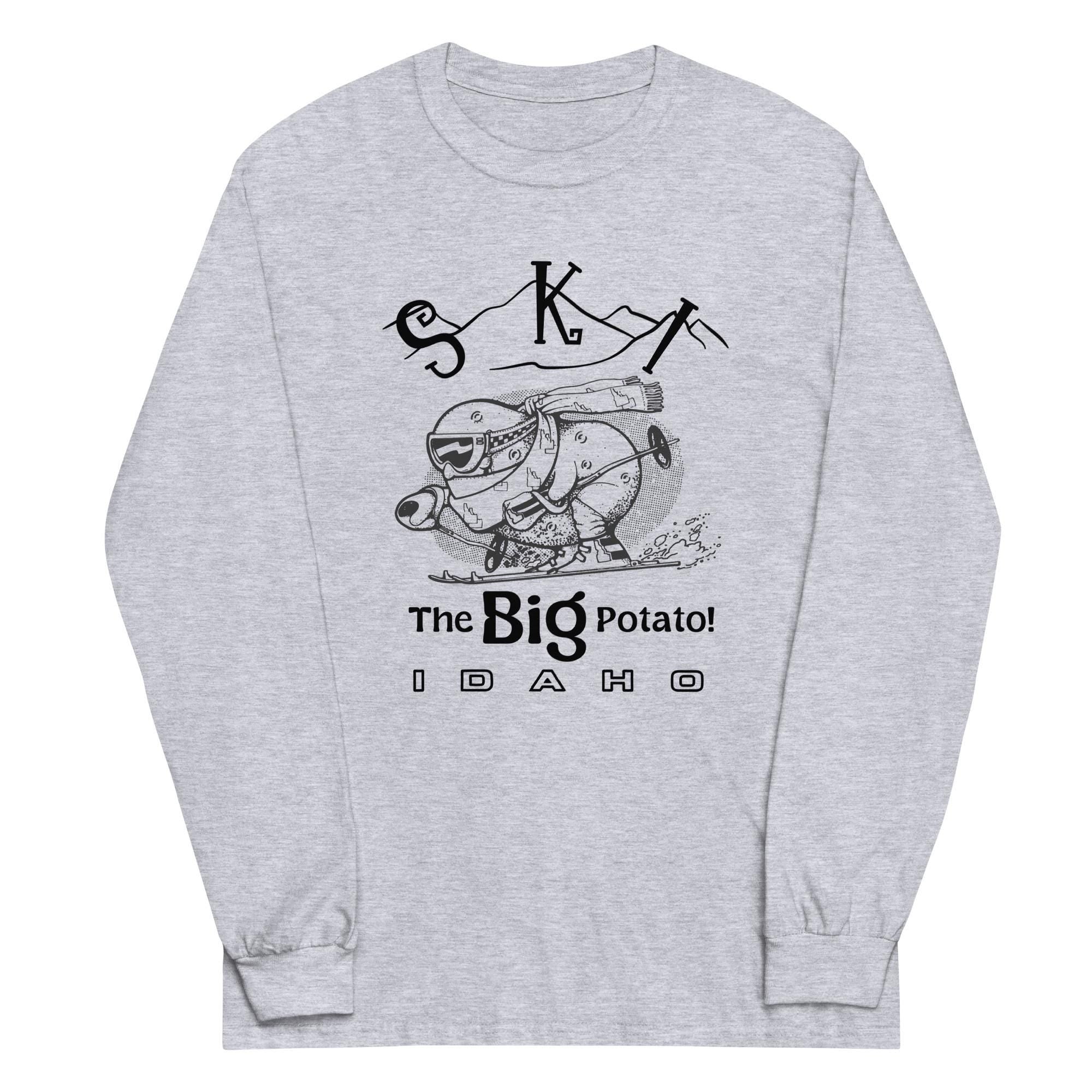 Idaho Ski Shirt Funny potato cartoon gift for Idahoan T-shirts Men’s Long Sleeve Shirt