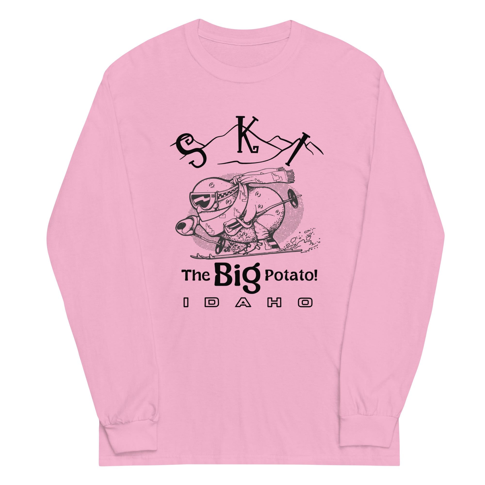 Idaho Ski Shirt Funny potato cartoon gift for Idahoan T-shirts Men’s Long Sleeve Shirt