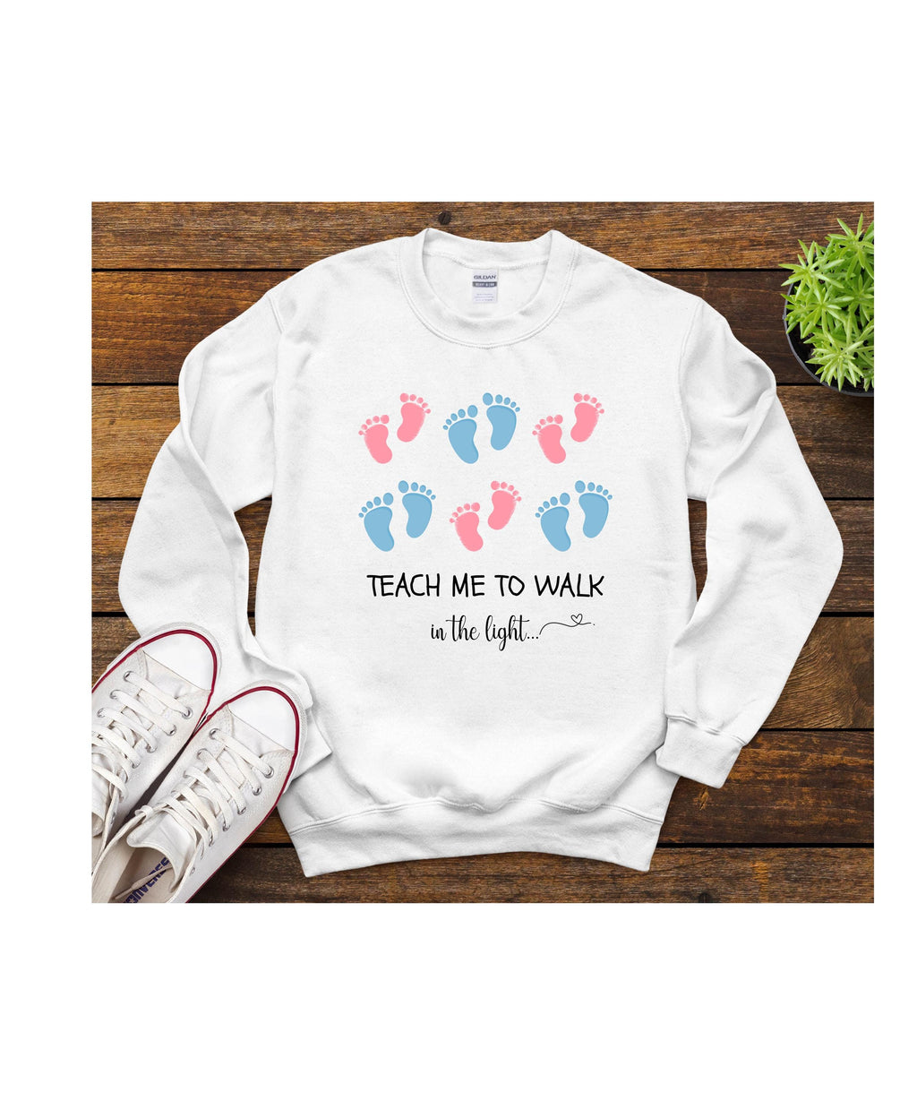 Christian Shirts Teach me to walk in the light LDS Shirts Pregnancy announcement sweatshirt