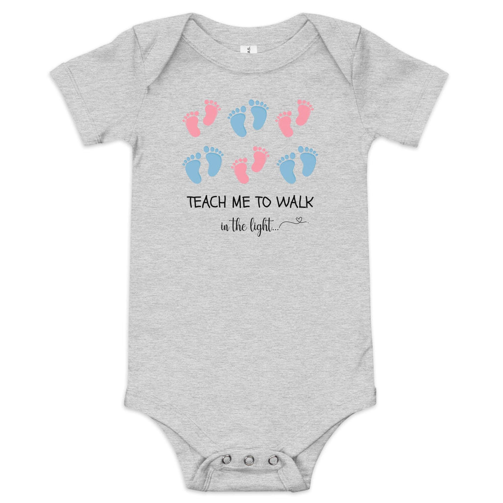 Christian Baby Footprints Bodysuit: Teach Me to Walk, LDS Baby Gift