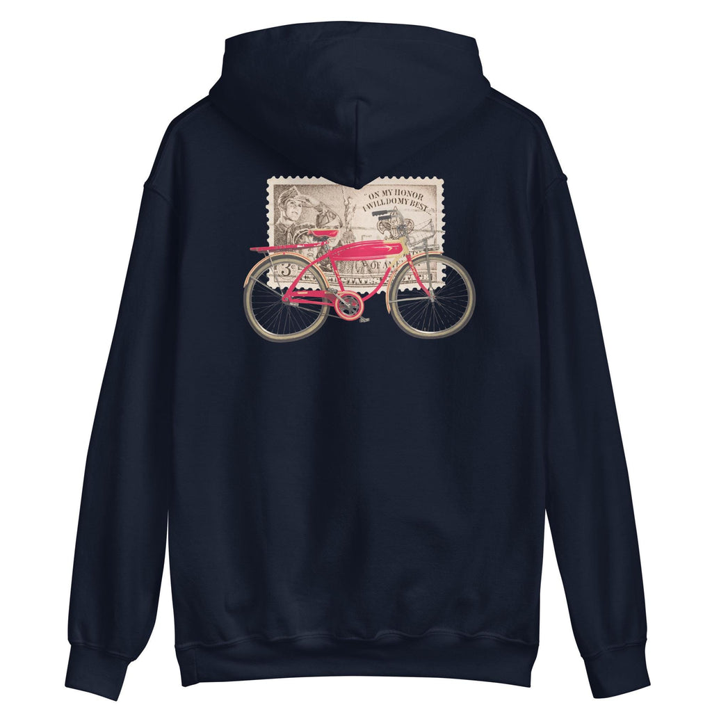 Vintage Boy Scout Bicycle Hoodie, Americana Unisex Sweatshirt