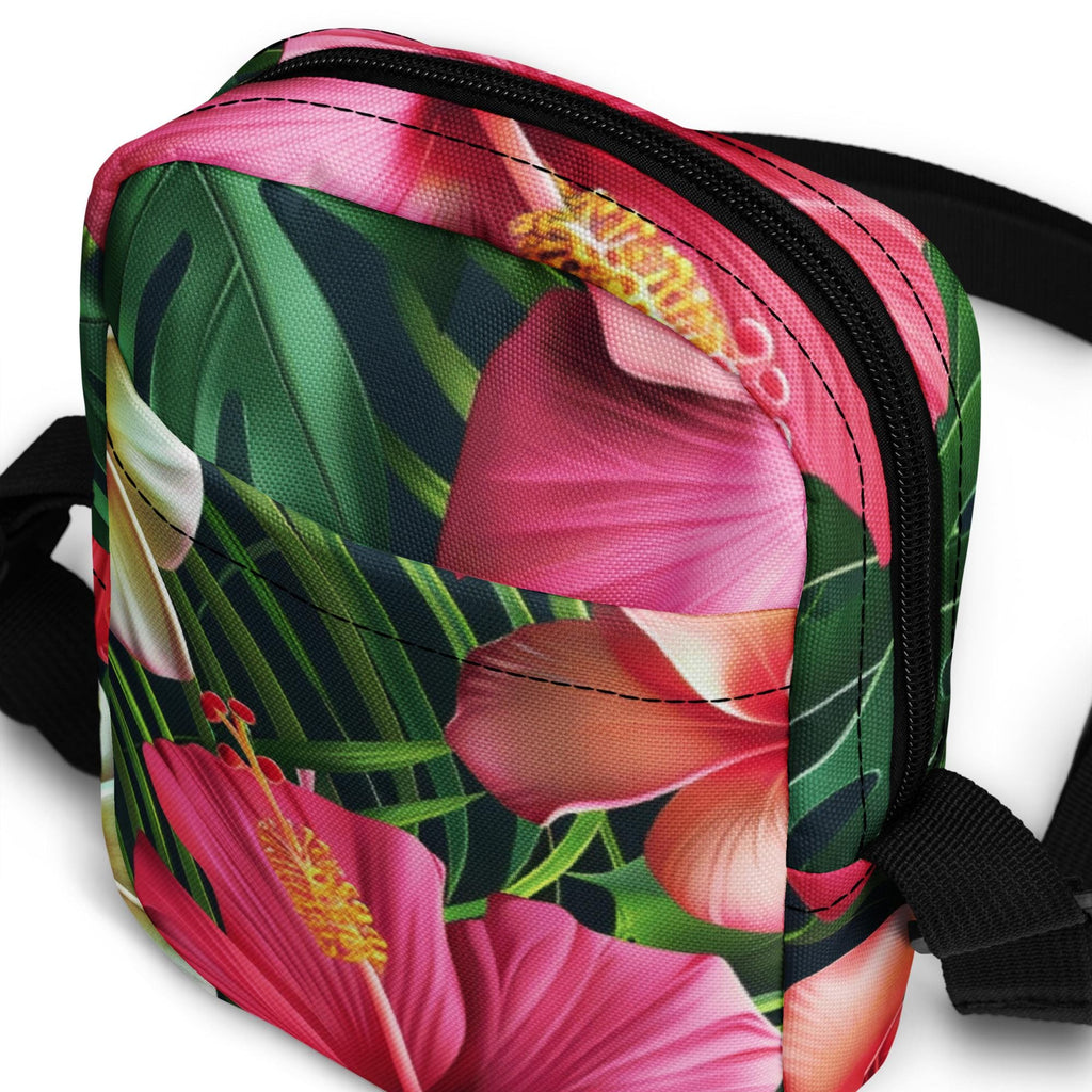 Hibiscus Crossbody Bag: Tropical Floral Water-Resistant Travel Bag