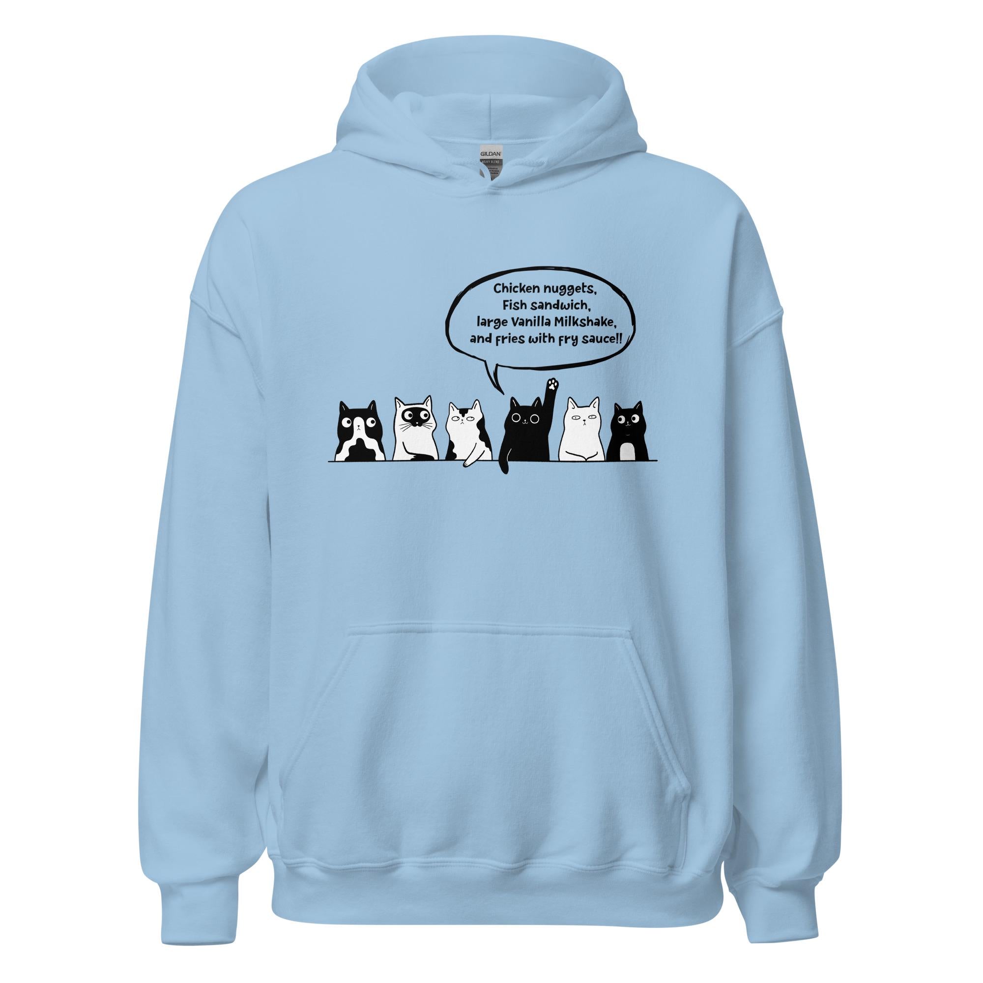 Funny cats Hoodie black cat humor Idaho cats at lunch Hoodie