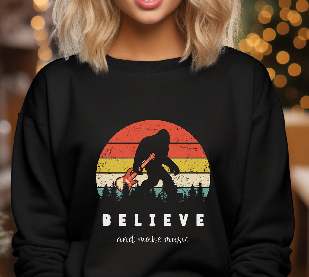 Guitar Bigfoot Sweatshirt: Music Lover Gift