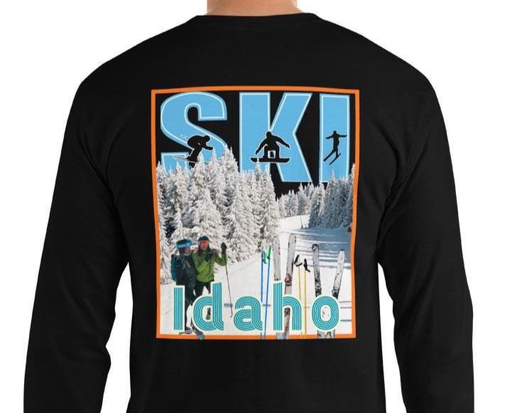 Idaho Ski Shirt front and back print Ski Idaho T-shirt long sleeve mens skier shirt