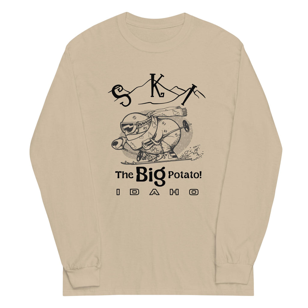 Idaho Ski Shirt Funny potato cartoon gift for Idahoan T-shirts Men’s Long Sleeve Shirt