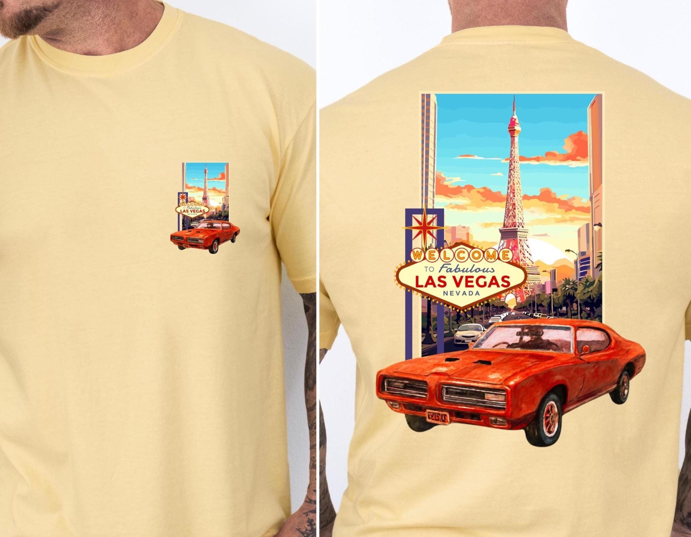 Las Vegas classic car Shirt  Comfort Colors Nevada t-shirt front and back print t-shirt gift for Dad