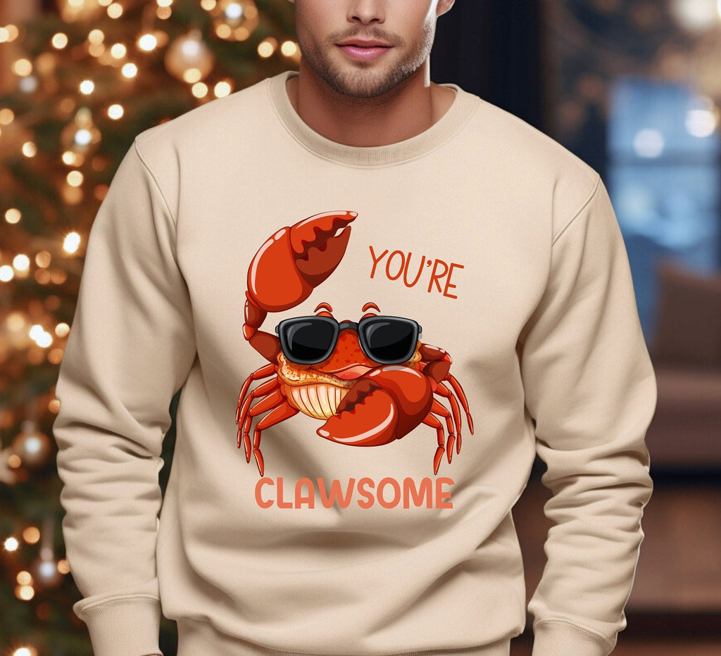 Funny Crab Sweatshirt: You're Clawsome Valentines Gift Crab hoodie small to 5X