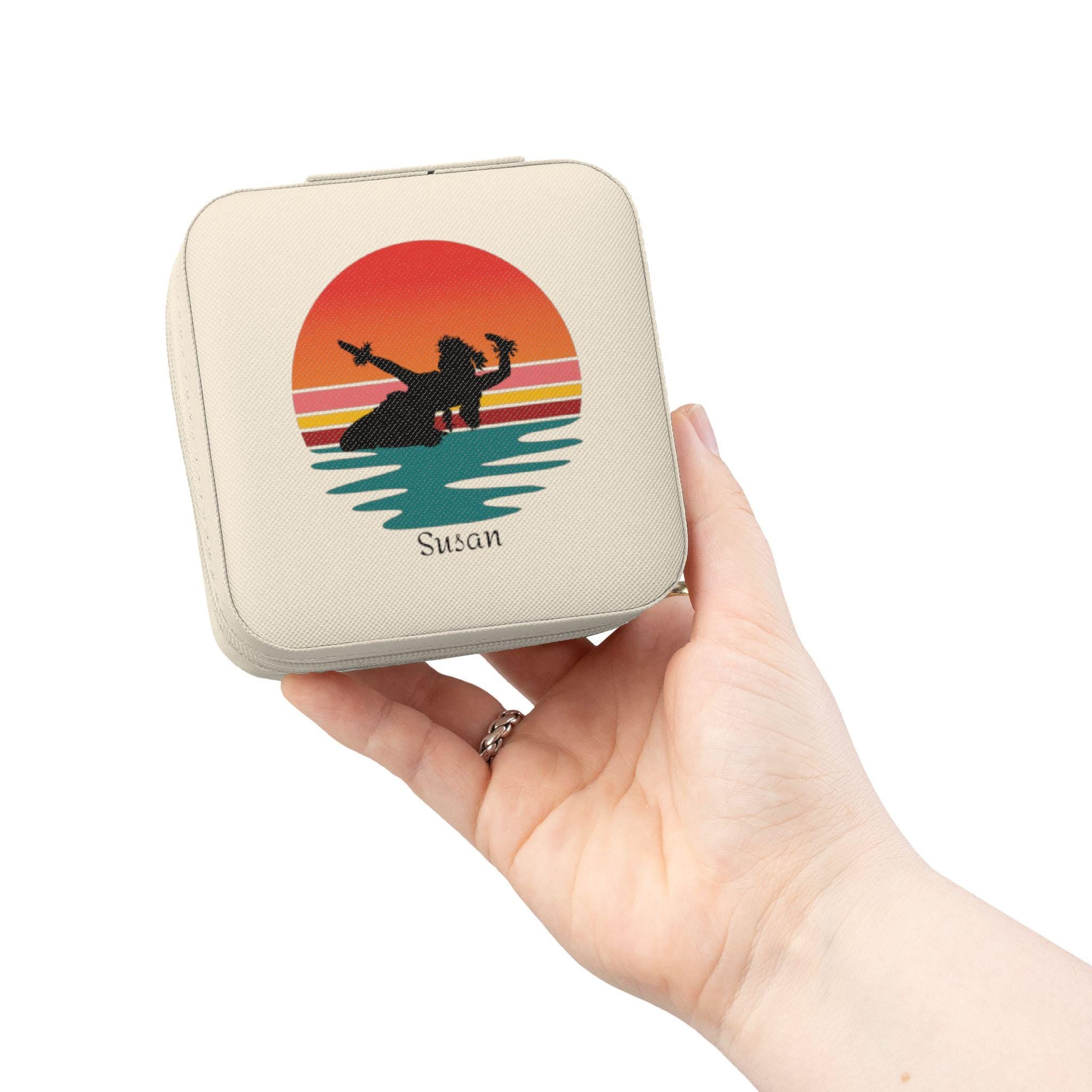 Hawaii gift Jewelry Travel Case Hula Sunset Personalized with name -optional