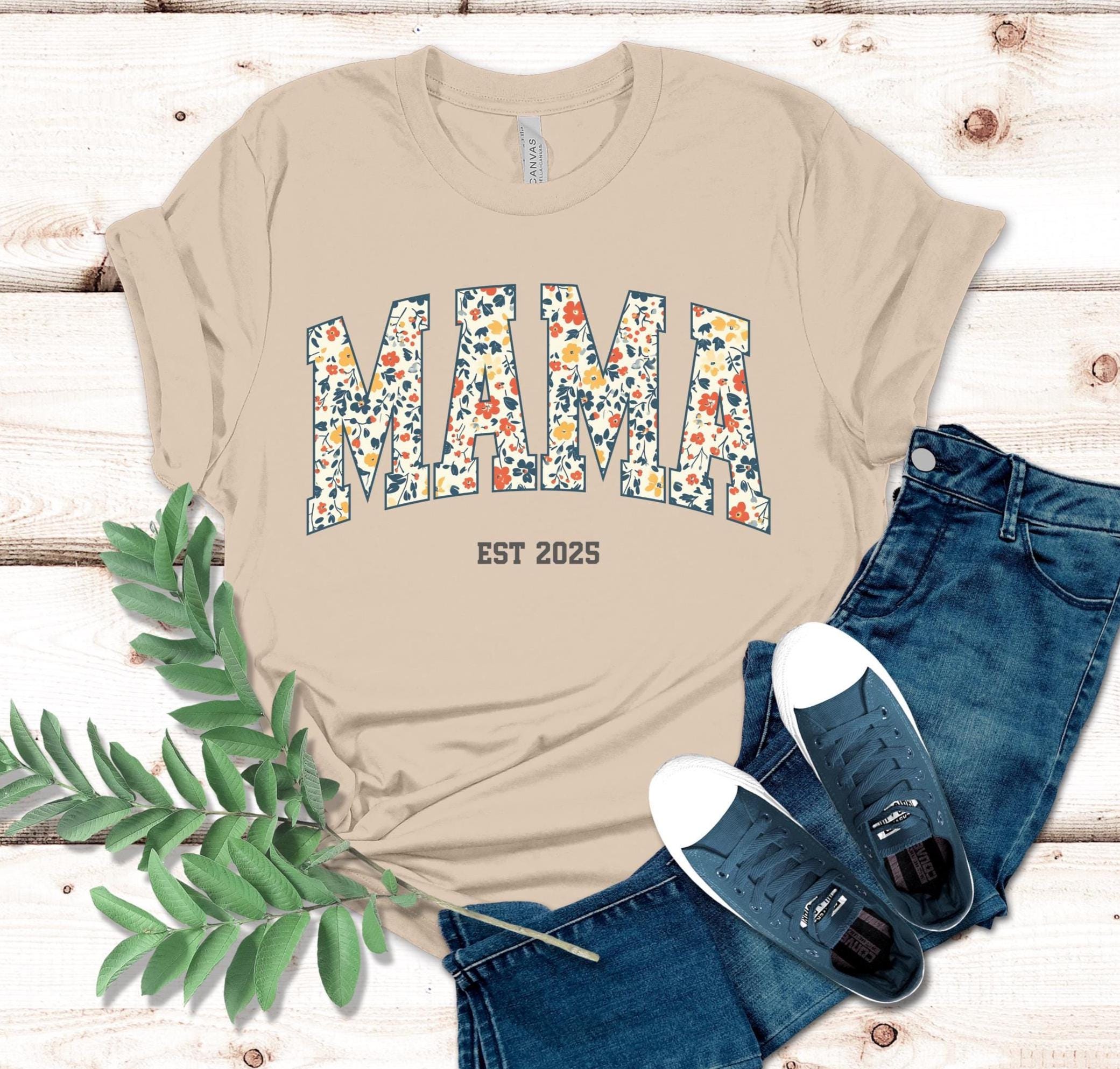 MAMA floral letters t-shirt, gift for new mom, gift for new mother t-shirt