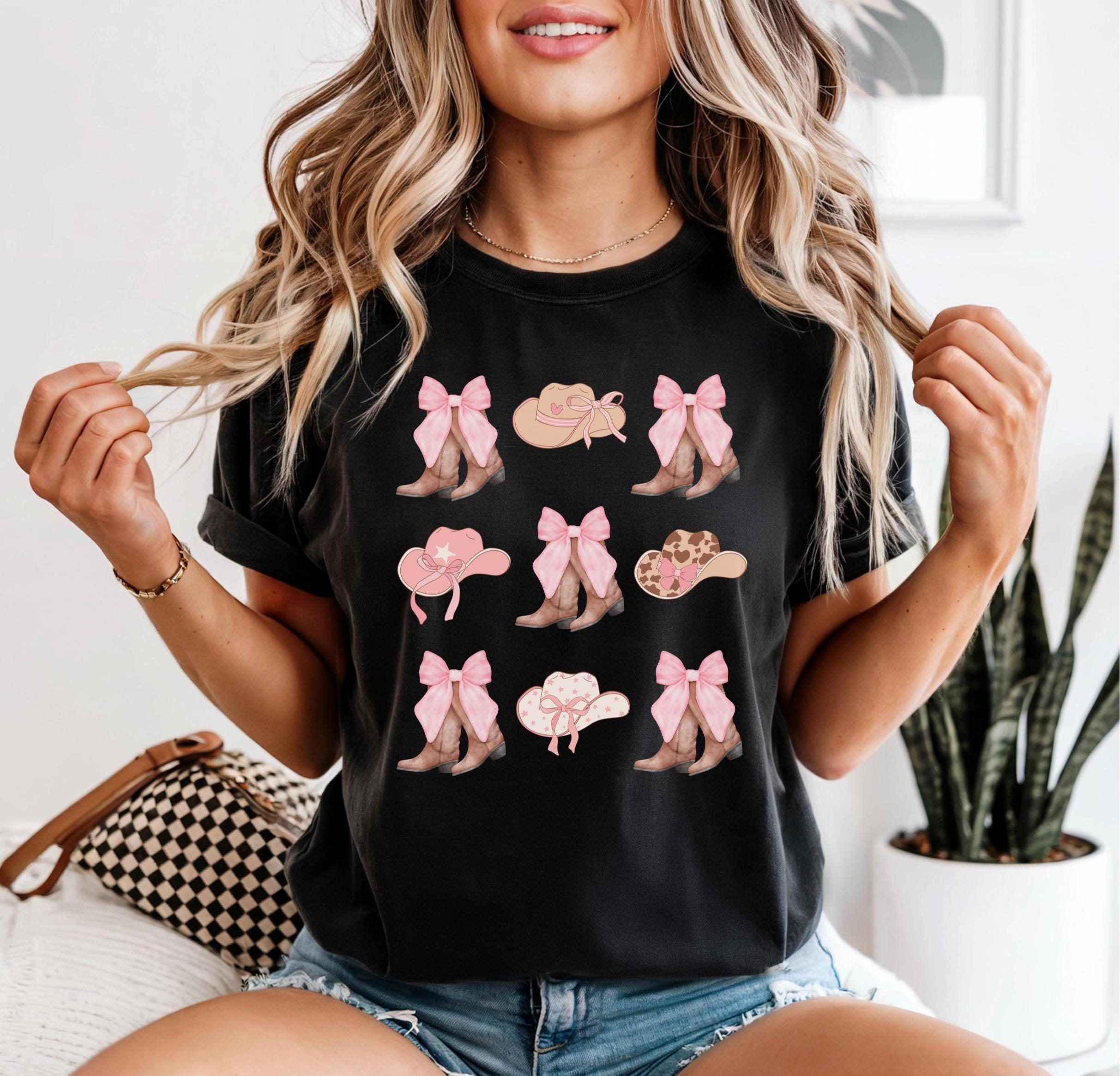Western Comfort Colors pink bows and boots Shirt Coquette Cowgirl Boots & Hats Tee
