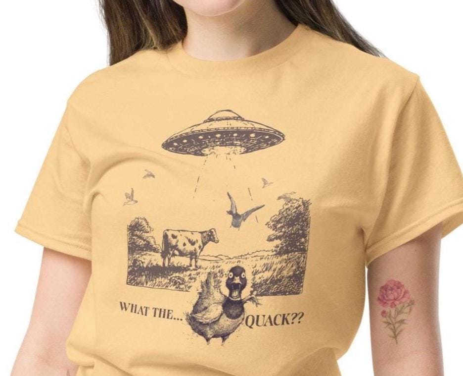 Funny Duck UFO Shirt Mallard duck meets a UFO Unisex classic tee