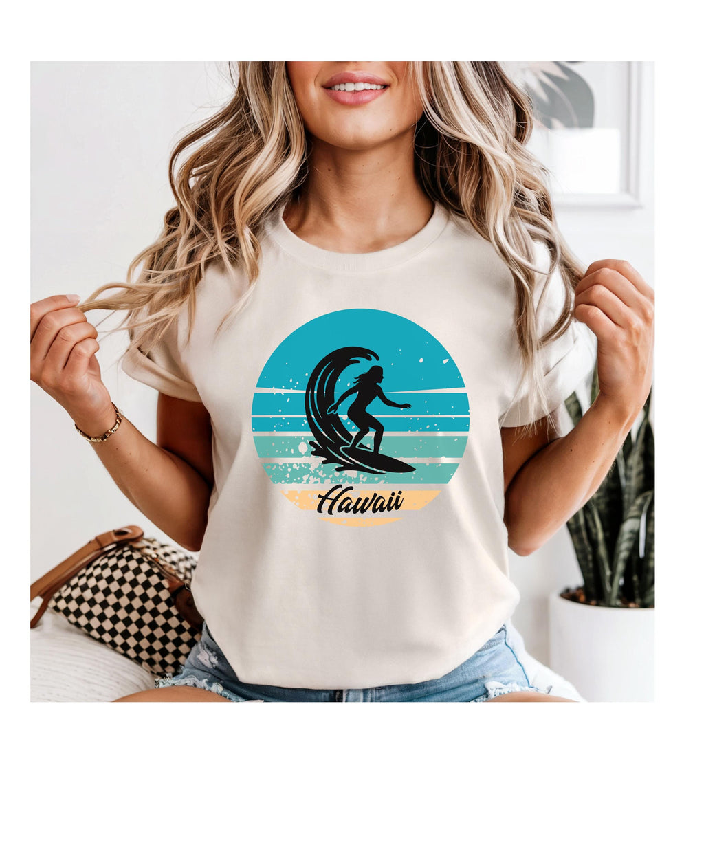 Retro Hawaii surfer shirt Comfort Colors woman surfer tee gift for surfer Unisex garment-dyed heavyweight t-shirt