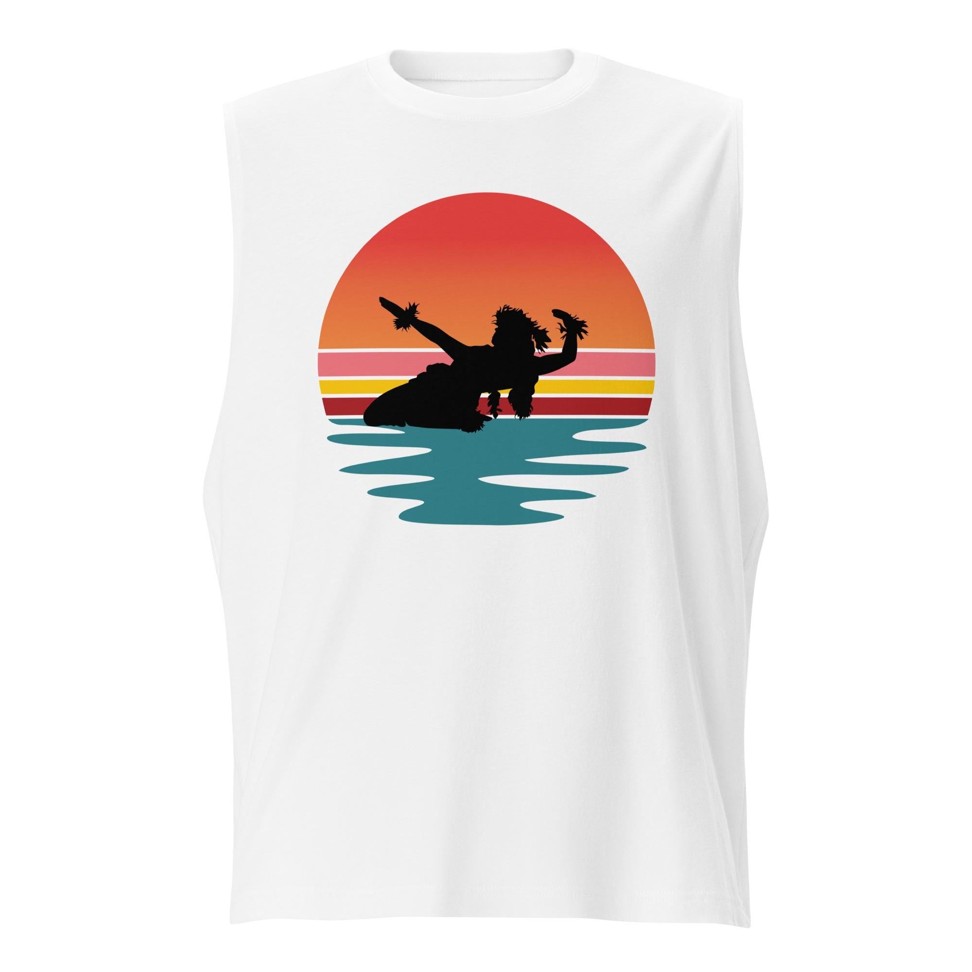 Hula Sunset Muscle Shirt: Hawaii Retro Tank Top Unisex