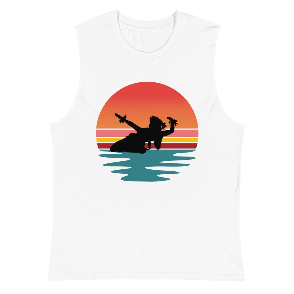 Hula Sunset Muscle Shirt: Hawaii Retro Tank Top Unisex