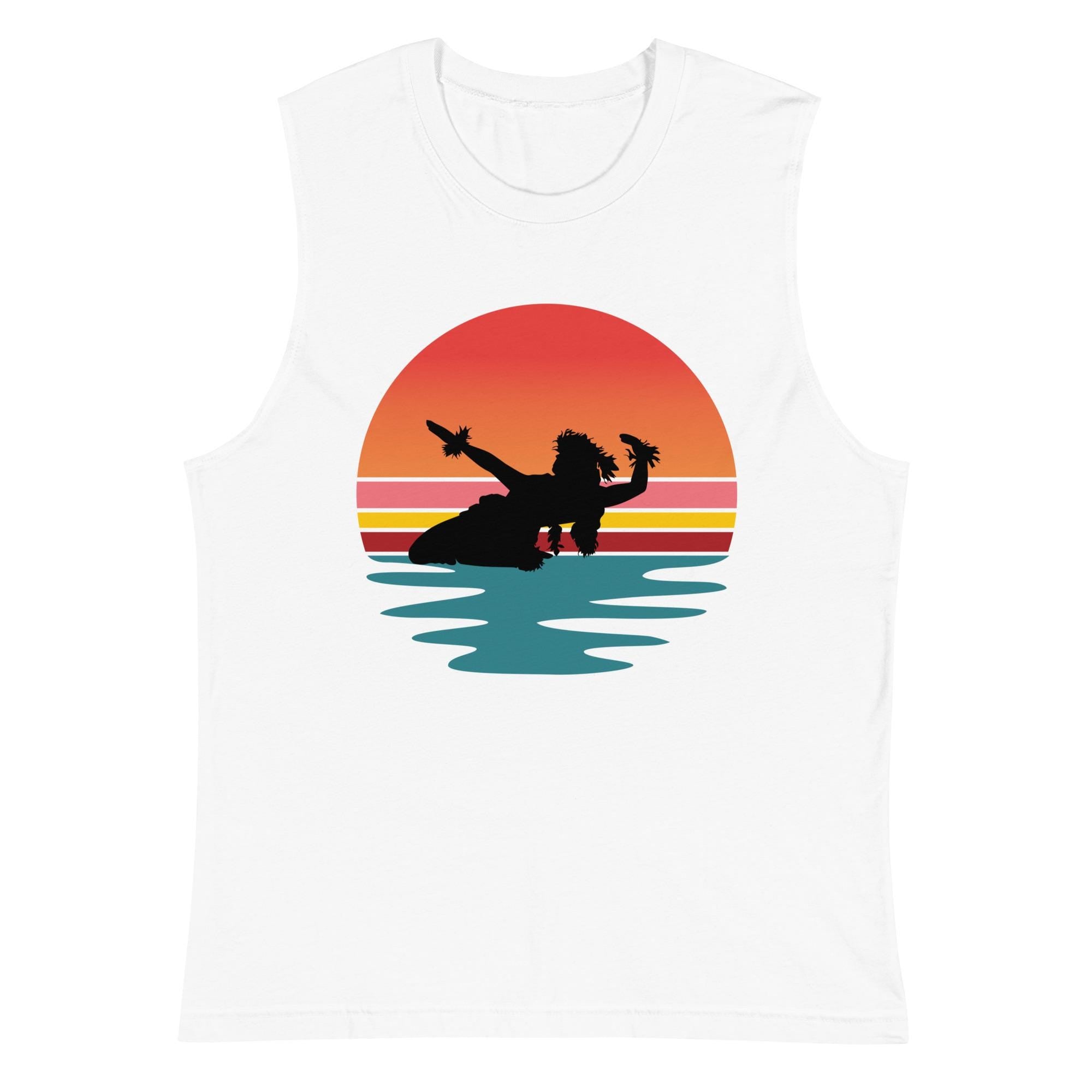 Hula Sunset Muscle Shirt: Hawaii Retro Tank Top Unisex