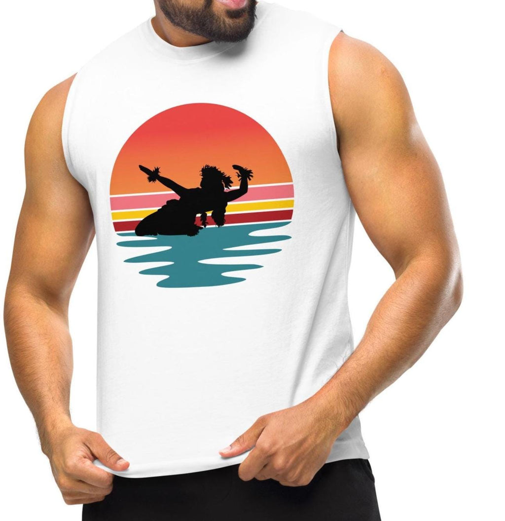 Hula Sunset Muscle Shirt: Hawaii Retro Tank Top Unisex