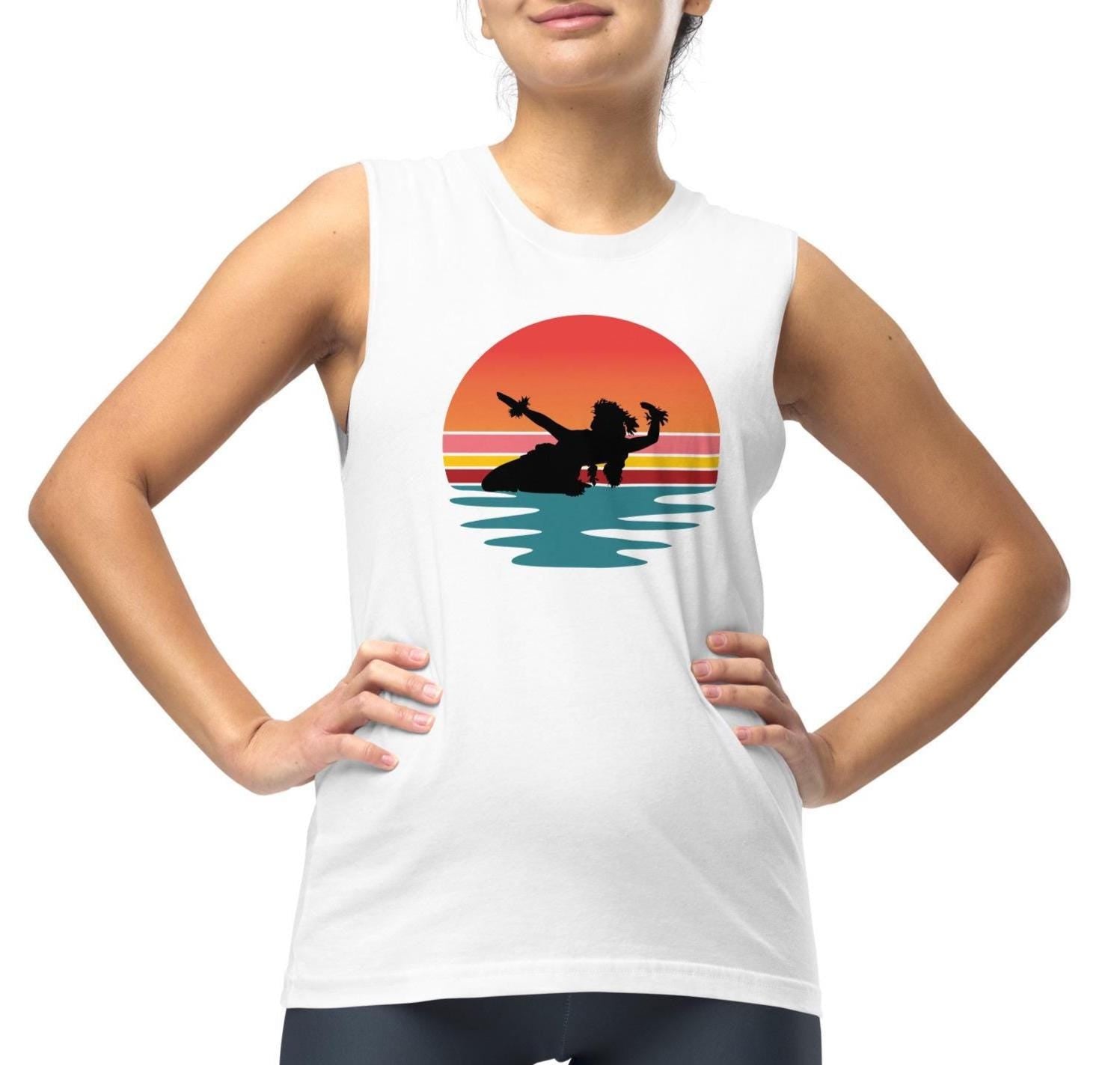 Hula Sunset Muscle Shirt: Hawaii Retro Tank Top Unisex