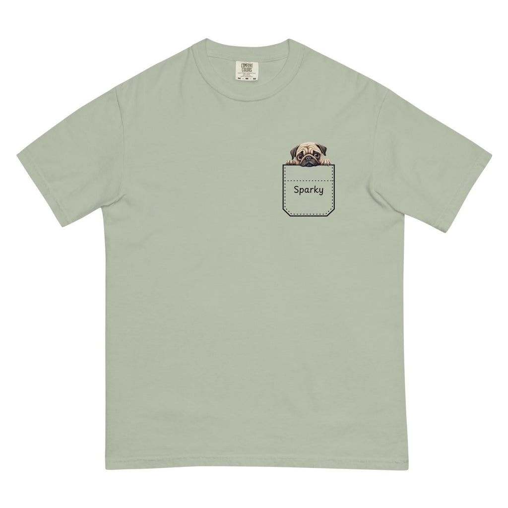 Comfort Colors Pug Shirt: Personalized Dog Pocket t-shirt Pug lover gift Pug owner