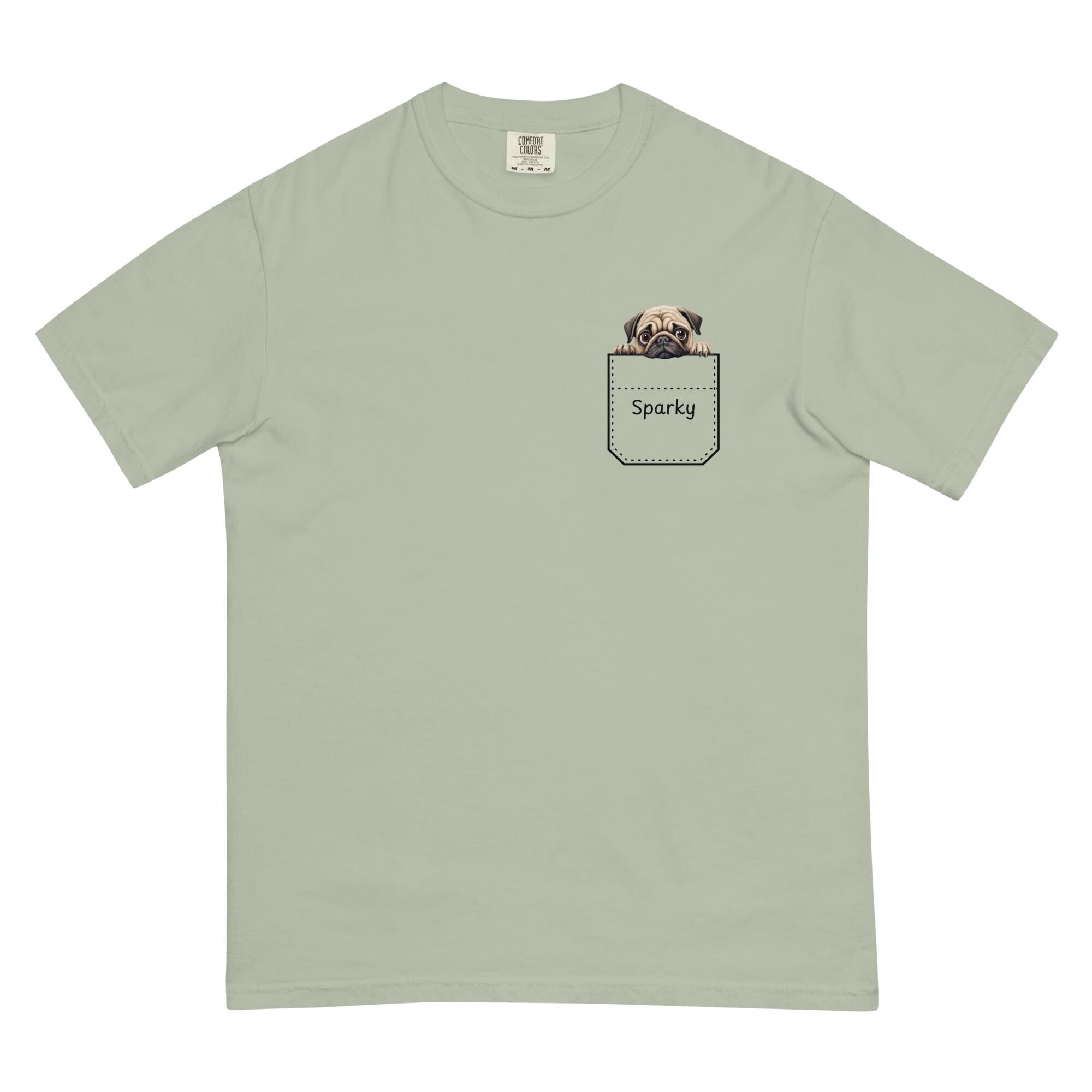 Comfort Colors Pug Shirt: Personalized Dog Pocket t-shirt Pug lover gift Pug owner