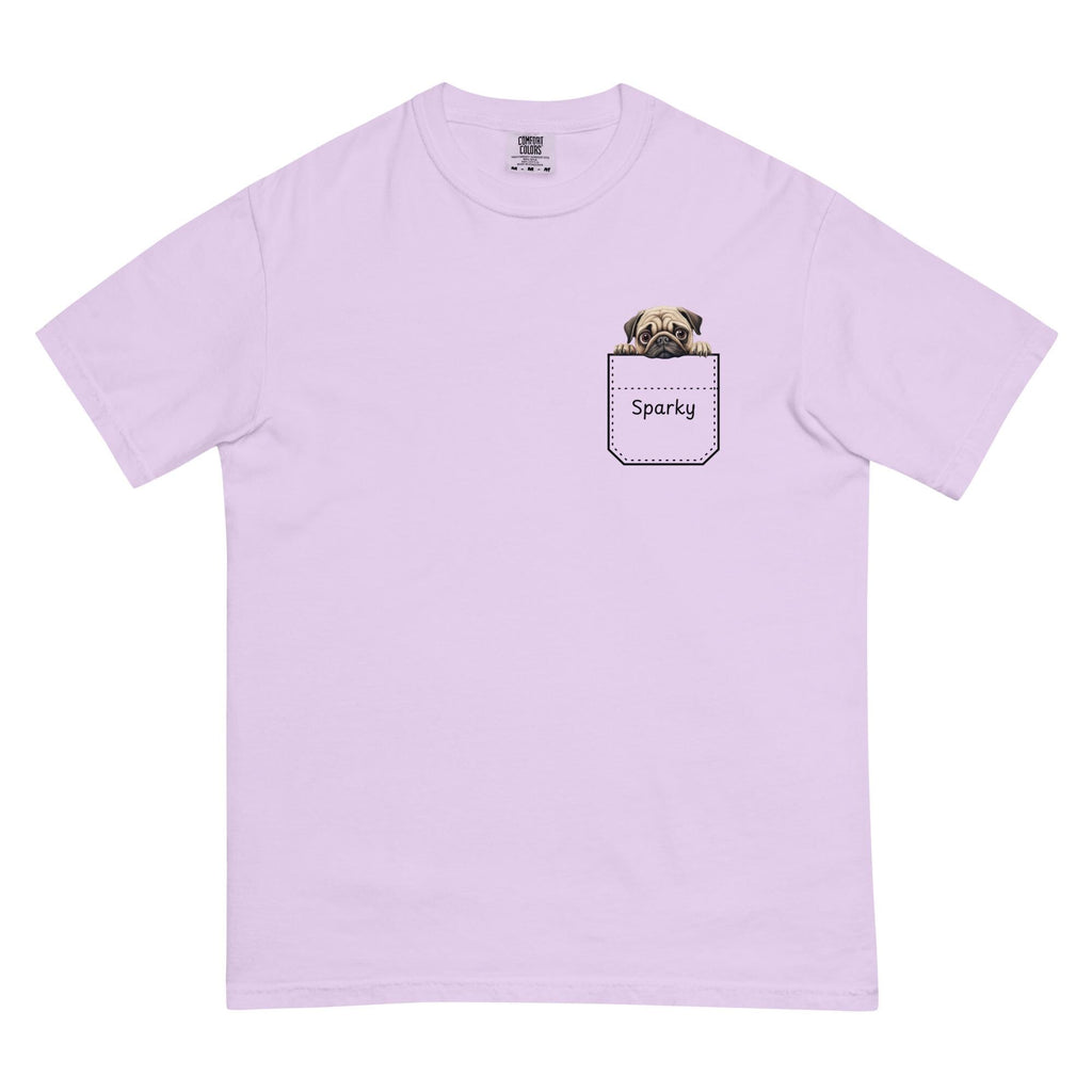 Comfort Colors Pug Shirt: Personalized Dog Pocket t-shirt Pug lover gift Pug owner