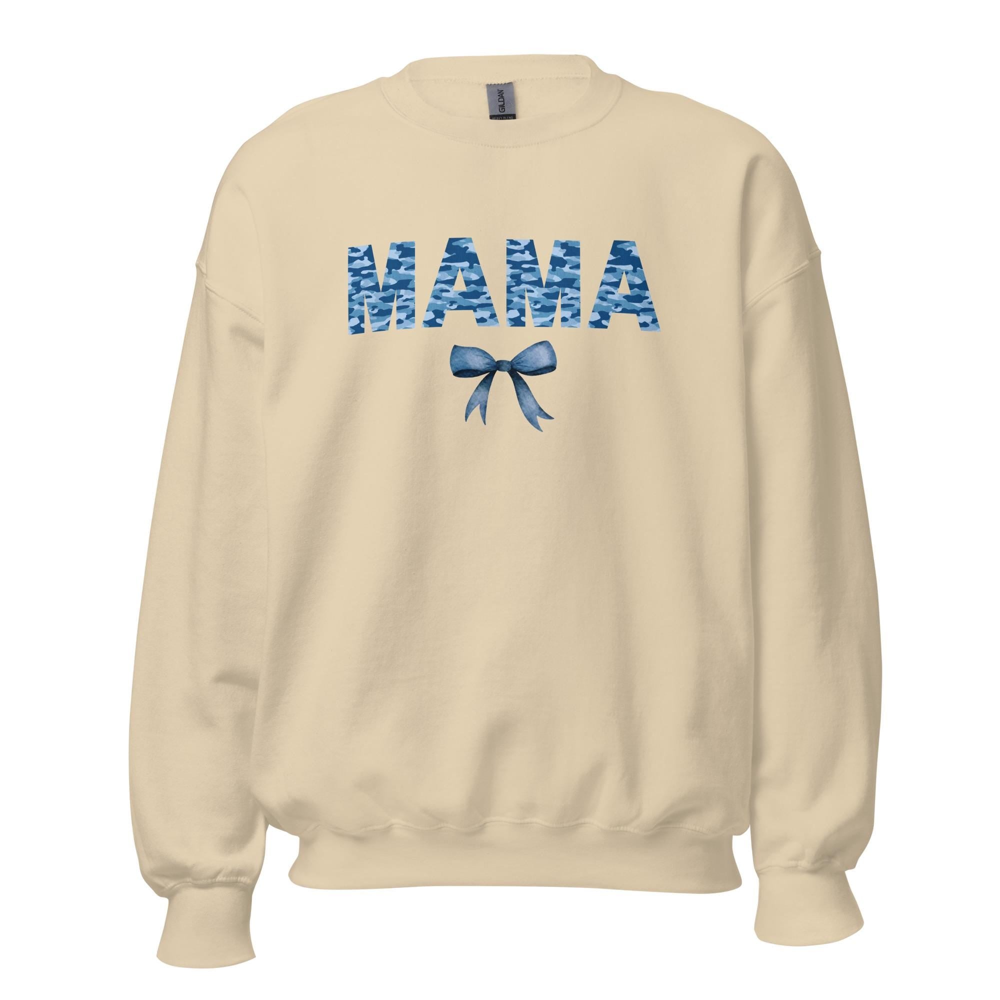 MAMA sweatshirt blue camo and bow gift for new mom gift for mother Sweatshirt