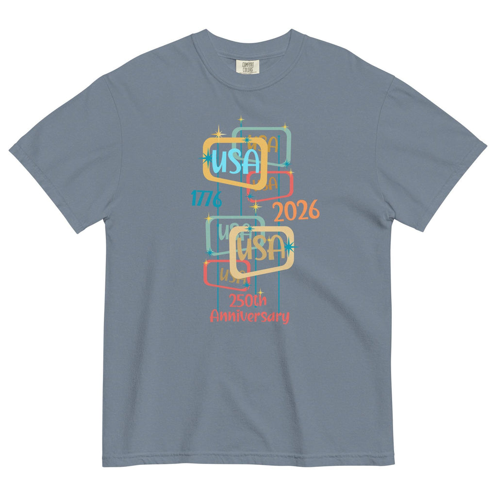 USA Anniversary 250th Comfort Colors t-shirt Midcentury Modern inspired 2026 design Unisex garment-dyed heavyweight t-shirt
